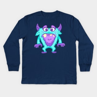 cute blue monster male Kids Long Sleeve T-Shirt